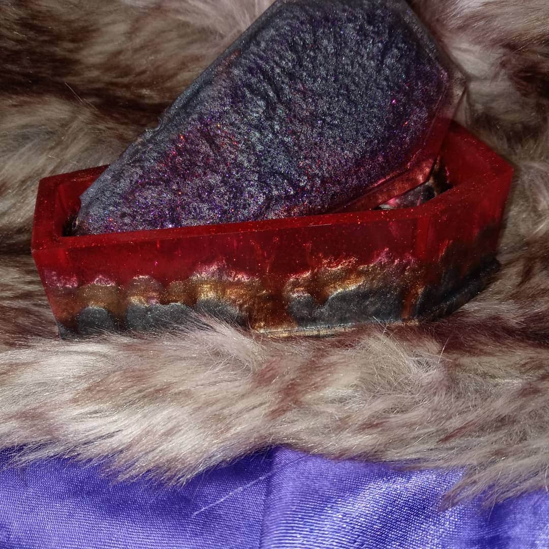 Lava Coffin Trinket Jewelry Box Resin picture