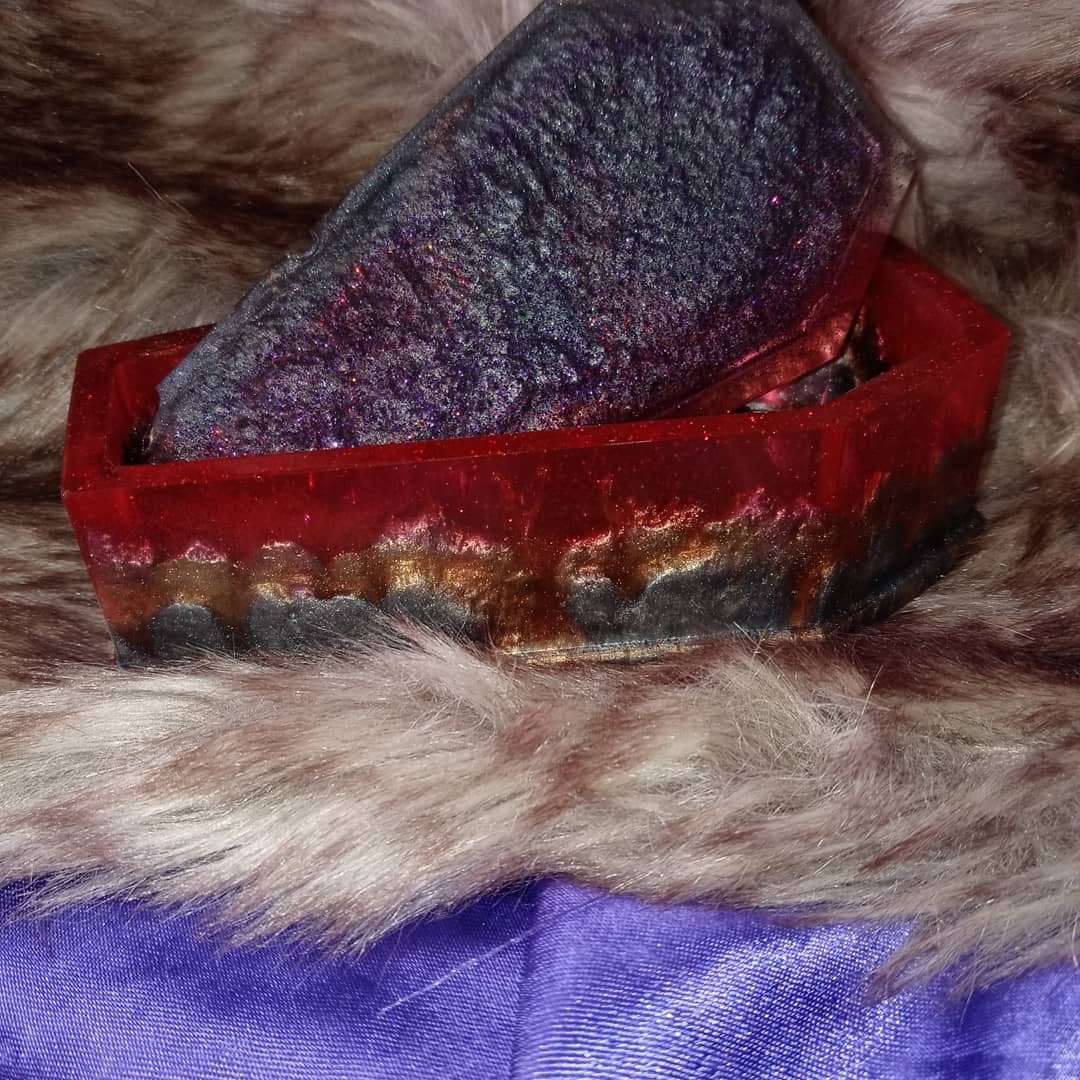 Lava Coffin Trinket Jewelry Box Resin picture