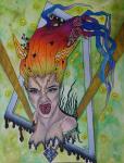 Suppressed Rage Fae Colored Pencils and Watercolor Painting or Print
