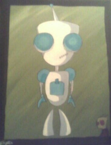 Invader Zim Fan Art Painting: Featuring Gir and Zim from the Nickelodeon Cartoon. picture