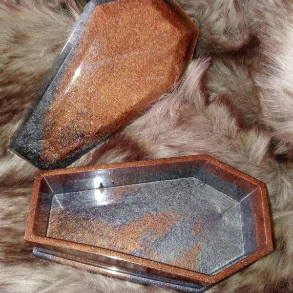 Mud and Slate Coffin Trinket Jewelry Box Resin