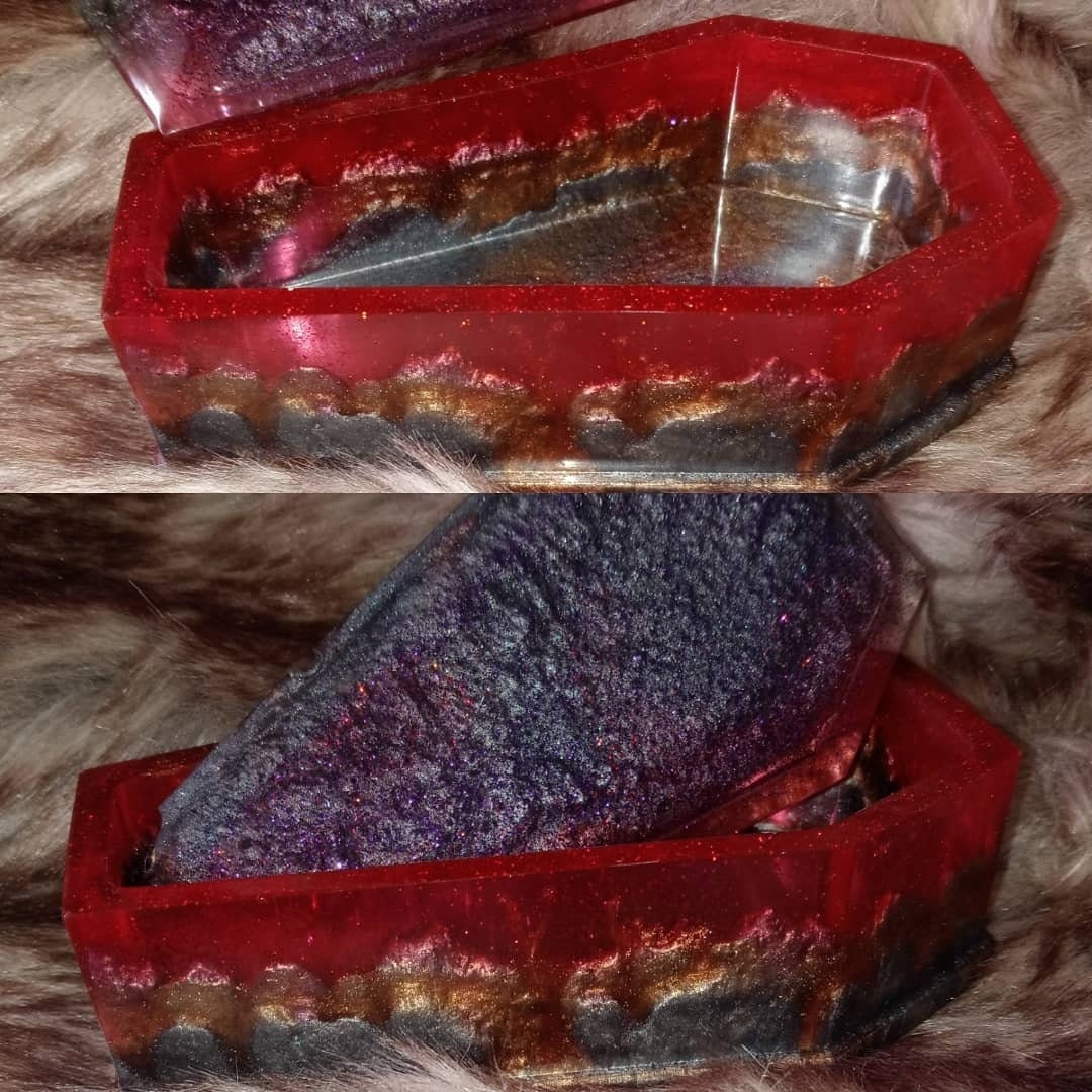 Lava Coffin Trinket Jewelry Box Resin picture