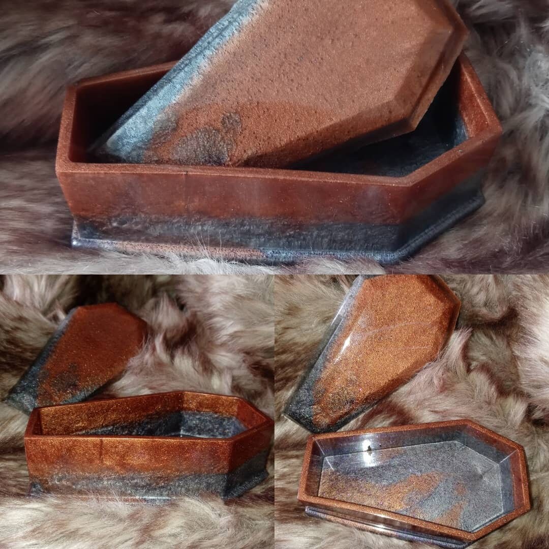 Mud and Slate Coffin Trinket Jewelry Box Resin picture