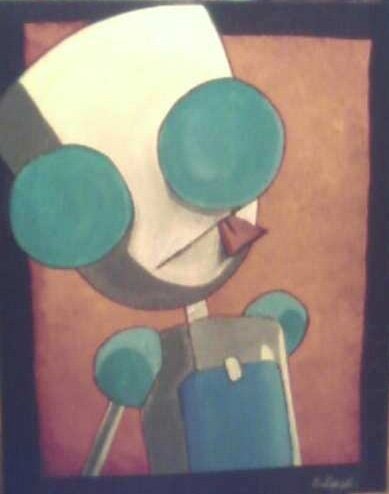 Invader Zim Fan Art Painting: Featuring Gir and Zim from the Nickelodeon Cartoon. picture