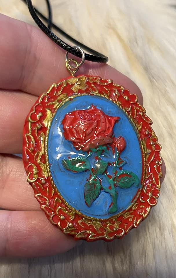 Rose Cameo Pendant. Custom Colors. picture