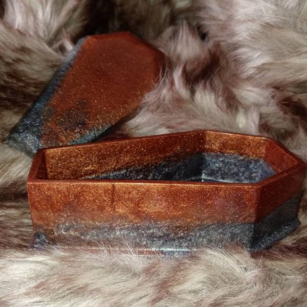Mud and Slate Coffin Trinket Jewelry Box Resin picture