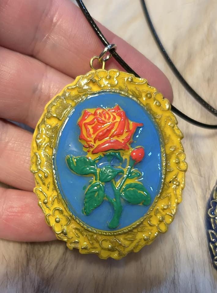 Rose Cameo Pendant. Custom Colors. picture