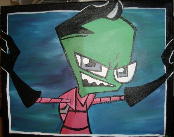 Invader Zim Fan Art Painting: Featuring Gir and Zim from the Nickelodeon Cartoon. picture