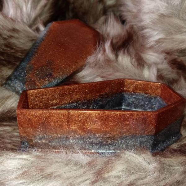 Mud and Slate Coffin Trinket Jewelry Box Resin picture