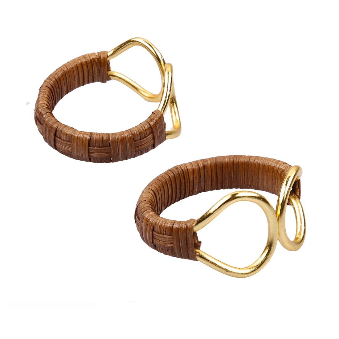 Set of 4 Rattan Wrapped Gold Napkin Rings picture