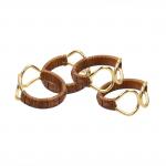 Set of 4 Rattan Wrapped Gold Napkin Rings