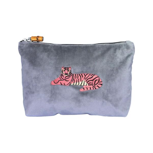 Gray Velour Pouch