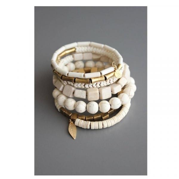 La Plage Cream Bead Wrap Bracelet