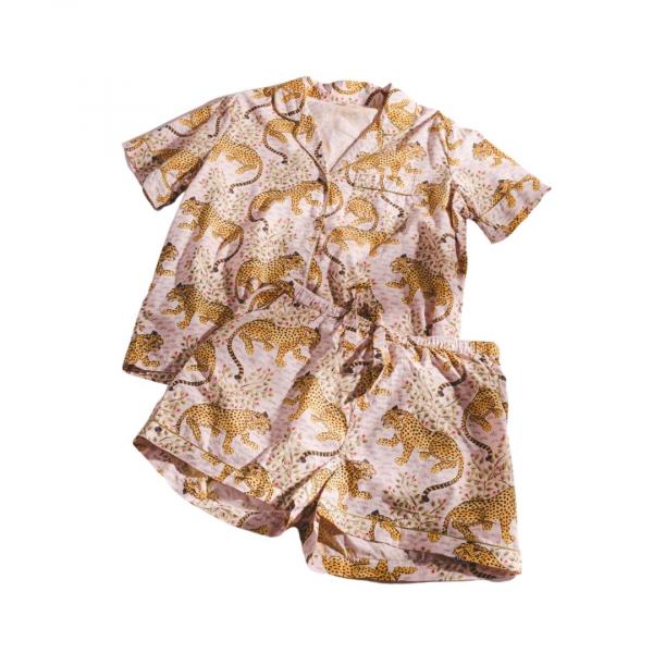 Blush & Leopard Cotton Pajama Short Set