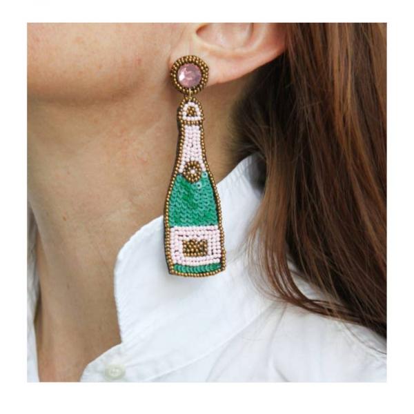 Champagne Glass Beaded Earrings