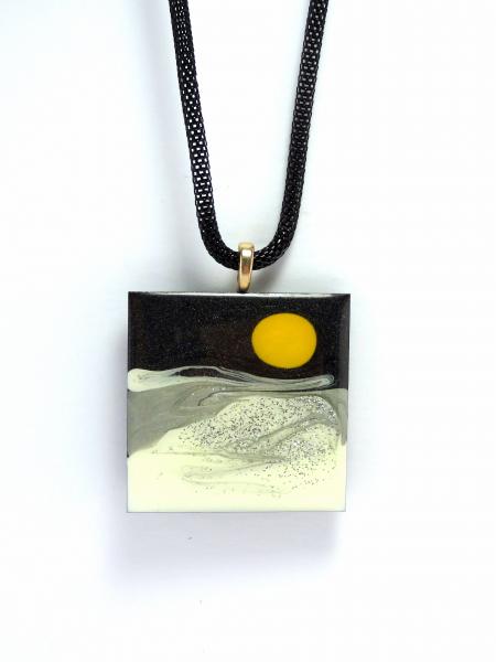 Zen Scape Square Pendants, Black sky white moon - see variations picture