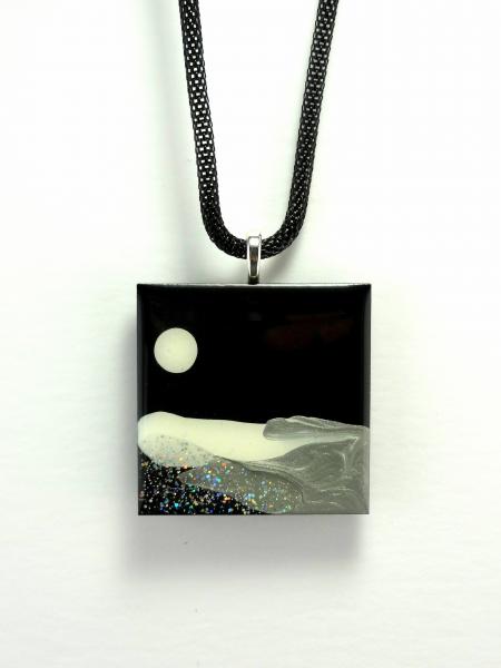 Zen Scape Square Pendants, Black sky white moon - see variations