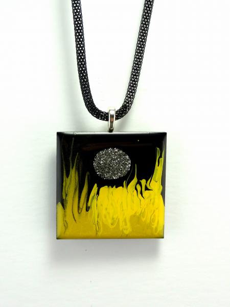 Zen Scape Square Pendants, Black sky white moon - see variations picture