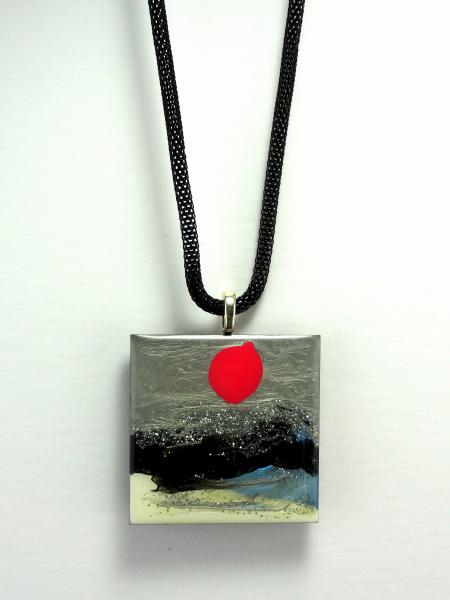 Zen Scape Square Pendants, Black sky white moon - see variations picture