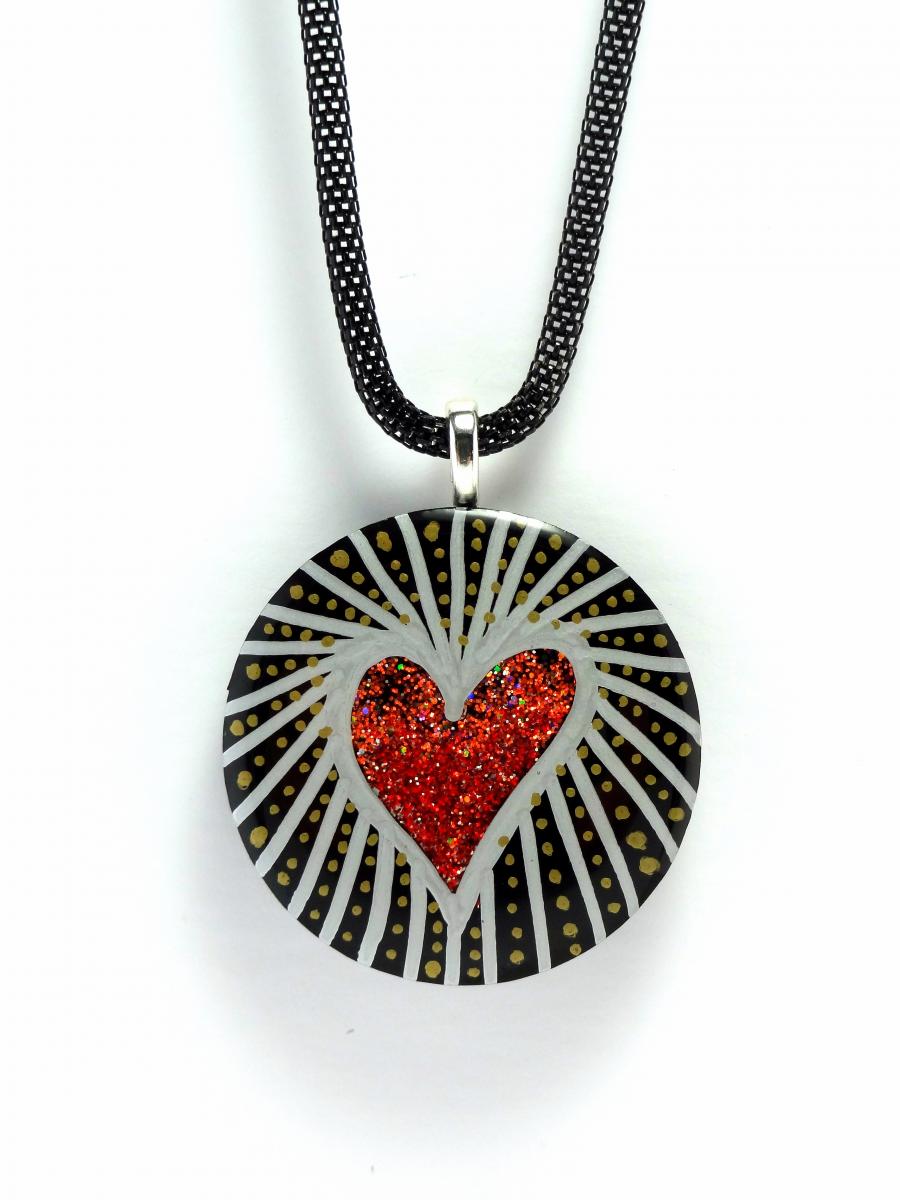 Peace & Love Round Pendants Red Sun - see variations picture