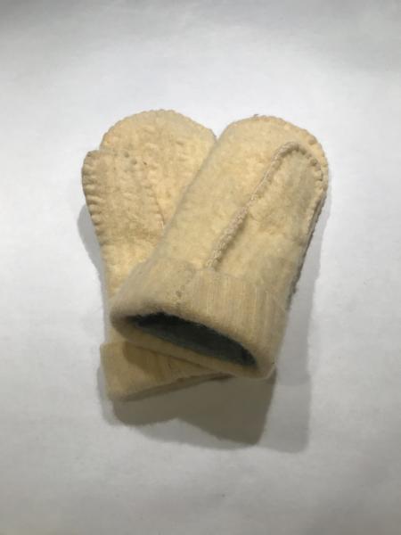 Yellow Angora Blend Felted Mittens - Gray Jersey Lining picture