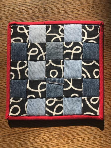 Red and Black with Denim Trivet
