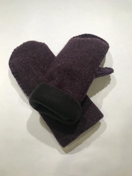 Plum Heather Felted Mittens - Black Fleece Lining picture