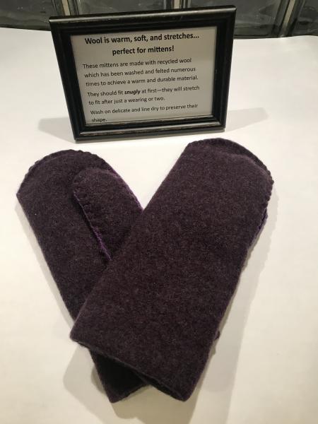 Plum Heather Felted Mittens - Black Fleece Lining picture