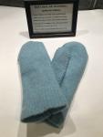 Light Blue Heather Felted Mittens - Blue Print Jersey Fleece Lining