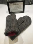 Brown/Black Heather Felted Mittens - Red and Black Plaid Fleece Lining