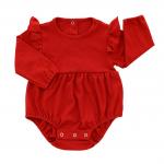 Red Long Sleeve Flutter Sleeve Onesie