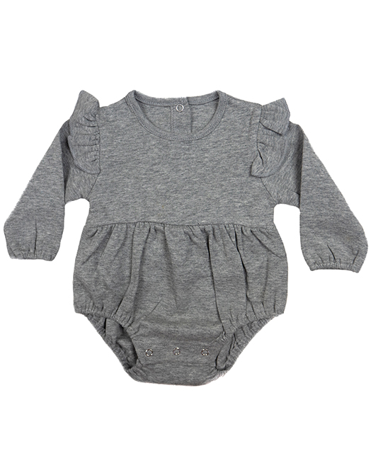 Grey Long Sleeve Flutter Sleeve Onesie