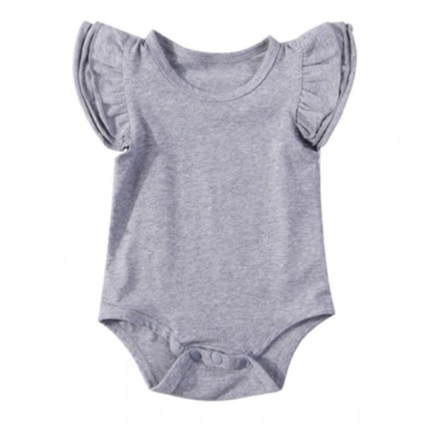 Grey  Short Sleeve Flutter Sleeve Onesie picture