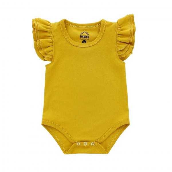 Mustard Short Sleeve Flutter Sleeve Onesie picture