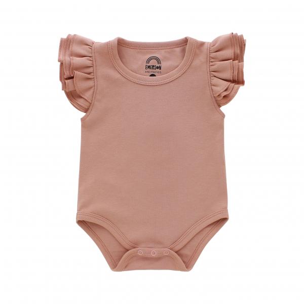 Rose Short Sleeve Flutter Sleeve Onesie