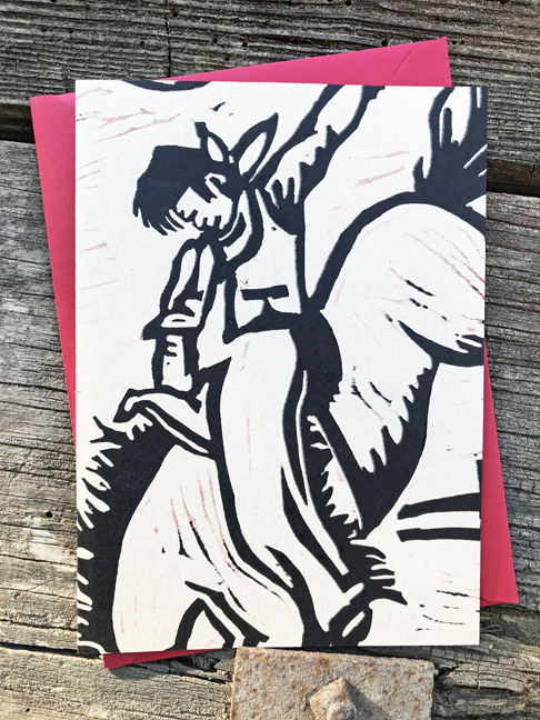 Cowboy Linoleum Carving Card