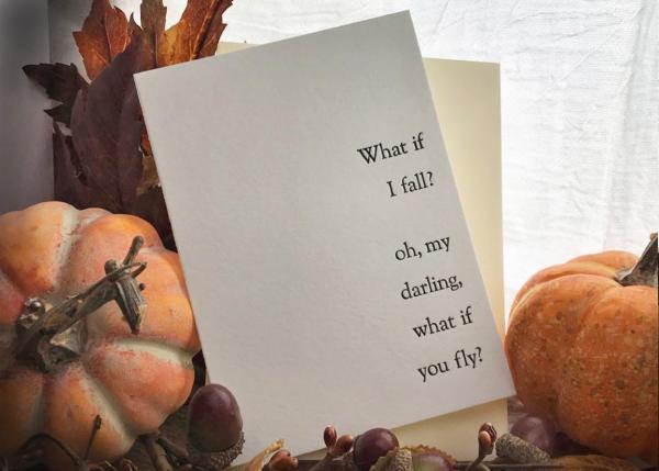 "What if you Fly?" Letterpress Card. picture