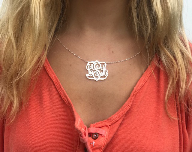 Monogrammed Filigree Cut Out Necklace