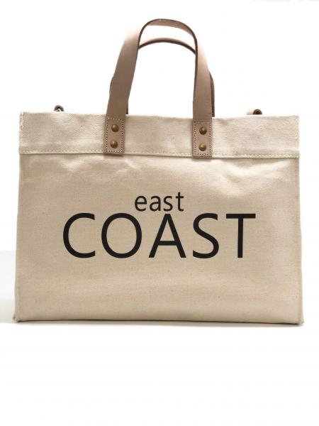 Kim Small Canvas Box Tote with Vinyl East Coast or West Coast picture