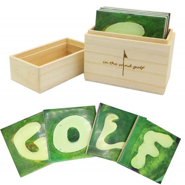 GOLF Sandstone Coaster Set in Wood Box picture