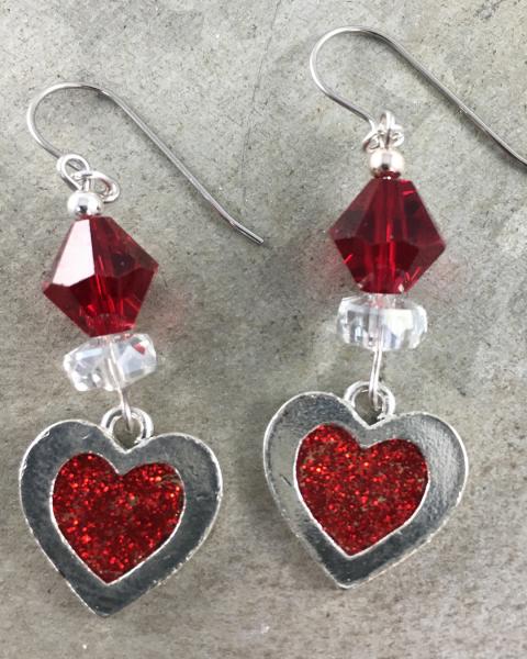 Sparkle Heart Dangle Earrings