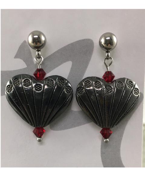 Gunmetal Heart Post Earrings picture