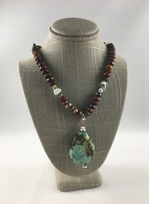 Apple Jasper and Turquois Necklace