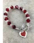Faceted Glass Bracelet with Heart Charm