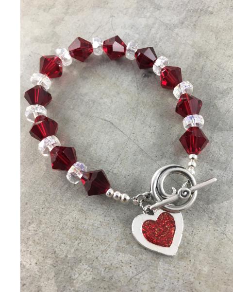 Faceted Glass Bracelet with Heart Charm picture