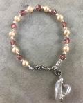 Swarovski Rose Crystal and Pearl Bracelet with Crystal Heart Charm