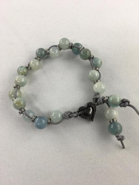 Aquamarine Bracelet with Magnetic Heart Clasp picture