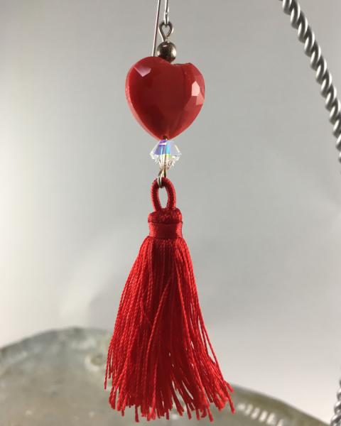 Red Heart and Tassel Earrings picture