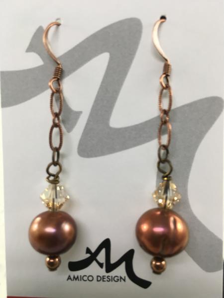 Freshwater Pearl and Swarovski Crystal Earrings picture
