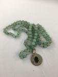 Aventurine Mala Necklace with Glass and Coin Pendang